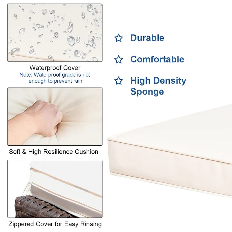 Costway 3PCS Patio Rattan Wicker Bar Table Stools Dining Set Cushioned