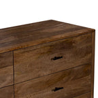Tao 6 Drawers Dresser, Mango Wood, Walnut Finish, 60