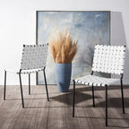 SAFAVIEH Marvel Woven Leather Dining Chair (Set of 2) - 17 W x 20.5 L x 33.8 H - 17Wx21Dx34H