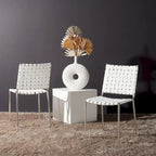 SAFAVIEH Marvel Woven Leather Dining Chair (Set of 2) - 17 W x 20.5 L x 33.8 H - 17Wx21Dx34H