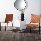 SAFAVIEH Marvel Woven Leather Dining Chair (Set of 2) - 17 W x 20.5 L x 33.8 H - 17Wx21Dx34H