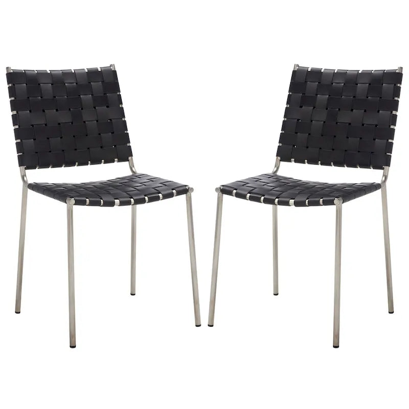 SAFAVIEH Marvel Woven Leather Dining Chair (Set of 2) - 17 W x 20.5 L x 33.8 H - 17Wx21Dx34H