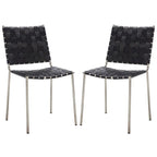SAFAVIEH Marvel Woven Leather Dining Chair (Set of 2) - 17 W x 20.5 L x 33.8 H - 17Wx21Dx34H