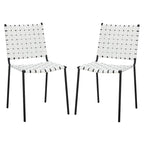 SAFAVIEH Marvel Woven Leather Dining Chair (Set of 2) - 17 W x 20.5 L x 33.8 H - 17Wx21Dx34H