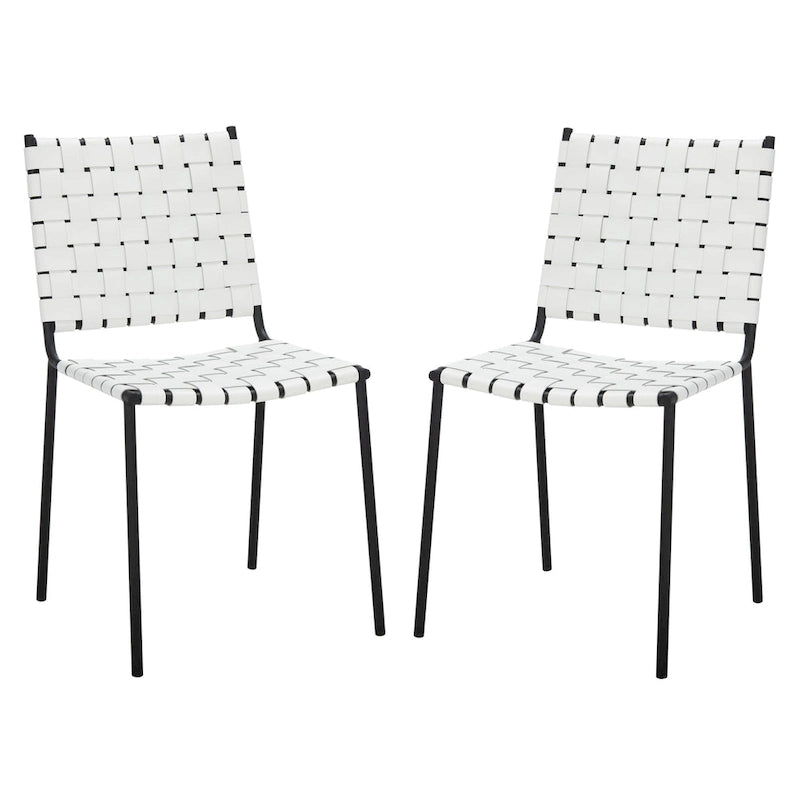 SAFAVIEH Marvel Woven Leather Dining Chair (Set of 2) - 17 W x 20.5 L x 33.8 H - 17Wx21Dx34H