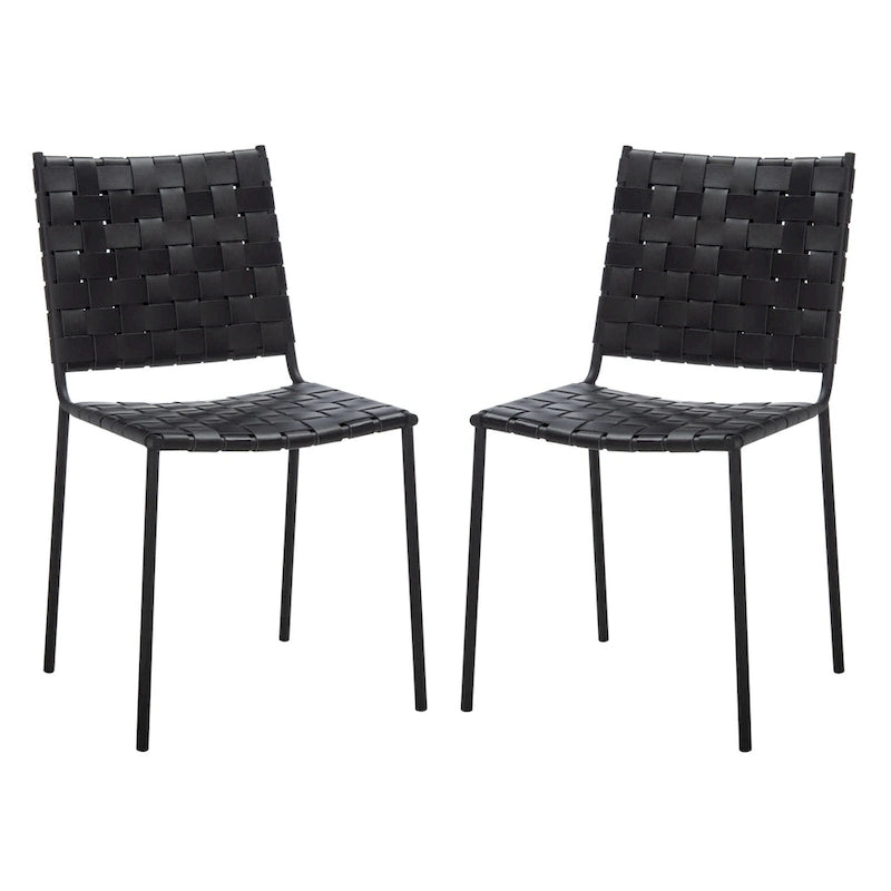 SAFAVIEH Marvel Woven Leather Dining Chair (Set of 2) - 17 W x 20.5 L x 33.8 H - 17Wx21Dx34H
