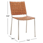 SAFAVIEH Marvel Woven Leather Dining Chair (Set of 2) - 17 W x 20.5 L x 33.8 H - 17Wx21Dx34H