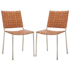 SAFAVIEH Marvel Woven Leather Dining Chair (Set of 2) - 17 W x 20.5 L x 33.8 H - 17Wx21Dx34H