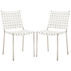 SAFAVIEH Marvel Woven Leather Dining Chair (Set of 2) - 17 W x 20.5 L x 33.8 H - 17Wx21Dx34H