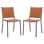 SAFAVIEH Marvel Woven Leather Dining Chair (Set of 2) - 17 W x 20.5 L x 33.8 H - 17Wx21Dx34H