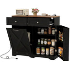 Gymax Tilt Out Trash Can Cabinet w/ Outlets 2 Drawers Adjustable Shelf