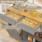 Gymax Tilt Out Trash Can Cabinet w/ Outlets 2 Drawers Adjustable Shelf