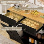 Gymax Tilt Out Trash Can Cabinet w/ Outlets 2 Drawers Adjustable Shelf