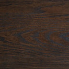 Meon King Poster Bed, Carved Headboard, Dark Oak Brown Wood