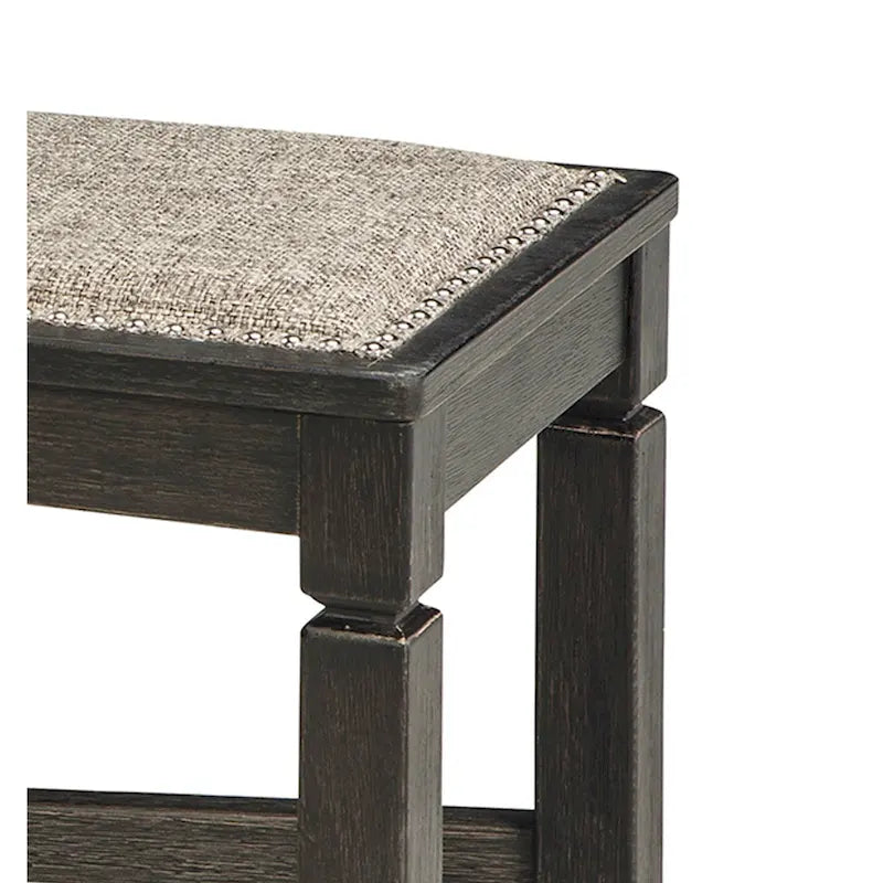 Trekk Dining Bench, X-Stretcher and Nailhead Trim, Black Wood, 50 Inch