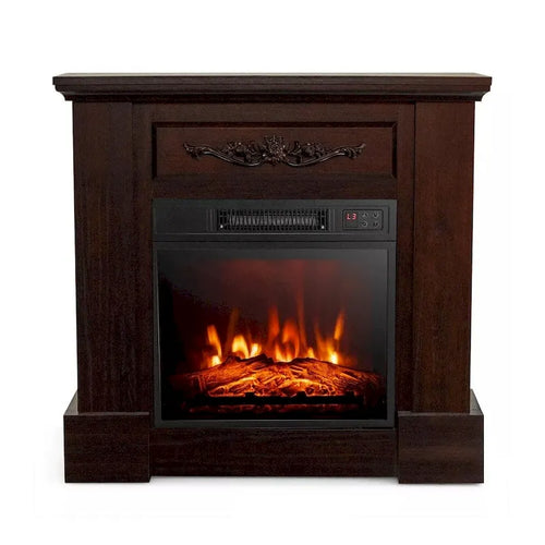 32 Heater Electric Fireplace TV Stand W/ Remote Control 1400W Brown - 42 inches