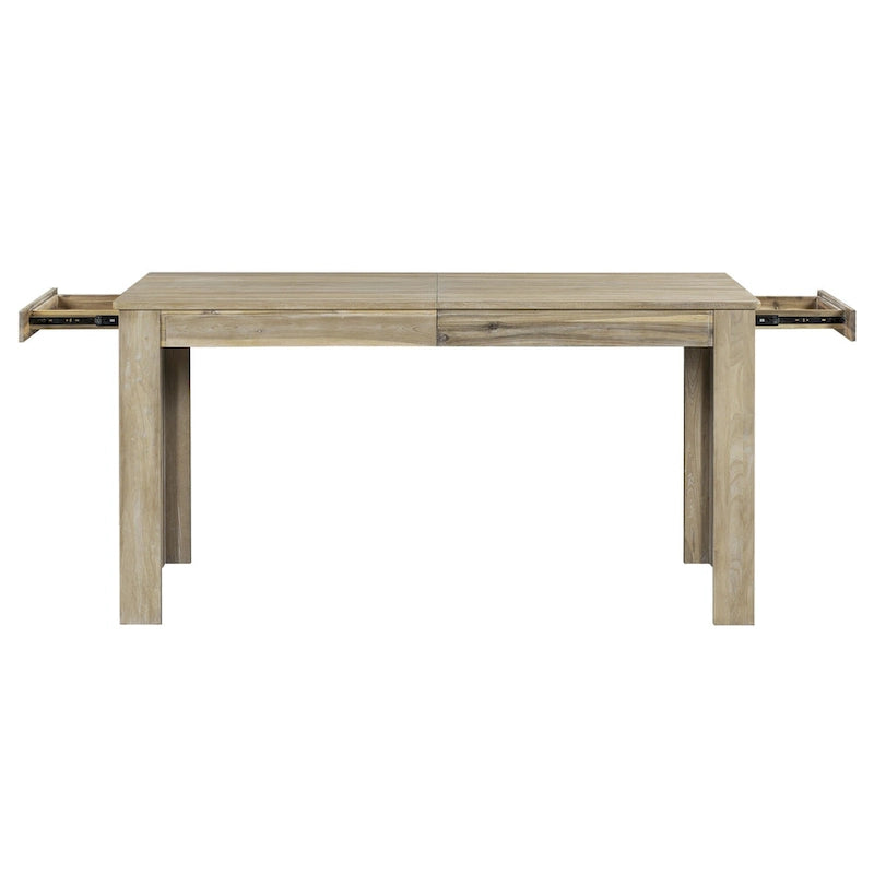 7 Piece Wooden Furniture Set, Extendable Kitchen Table Set with Leaf and 2 Drawers, 6 Upholstered Dining Chairs