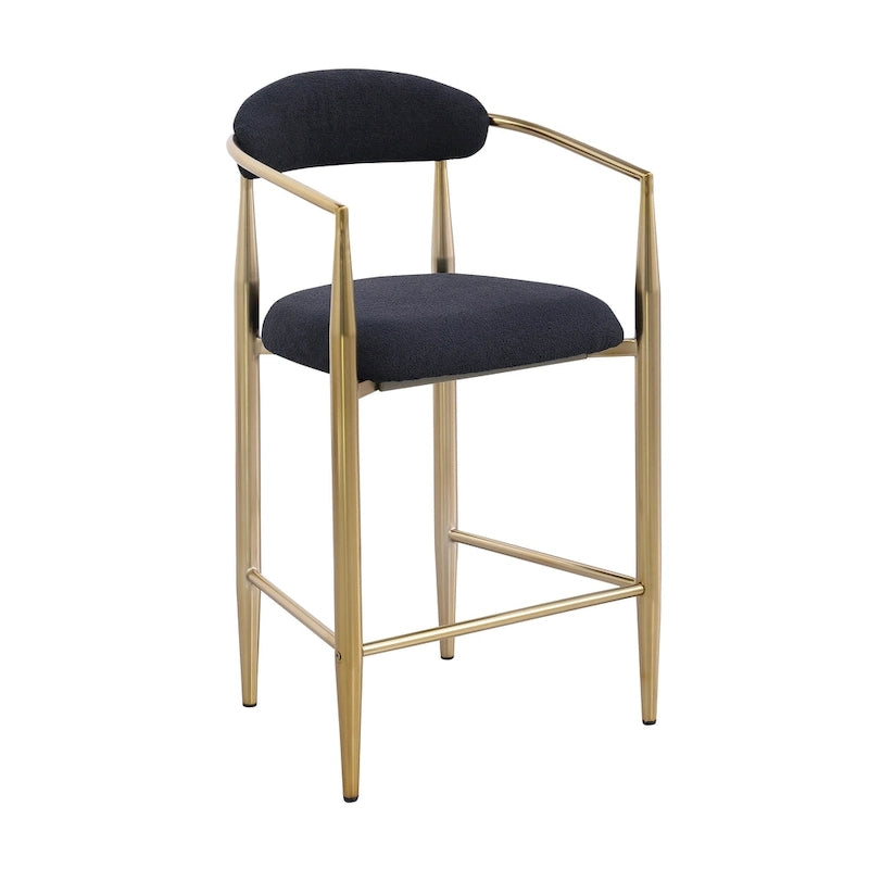 Bar Stools Set of 2, Counter Height Chairs with Upholstered Back, Kitchen Island Chairs with Arm and Metal Legs