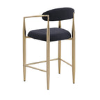 Bar Stools Set of 2, Counter Height Chairs with Upholstered Back, Kitchen Island Chairs with Arm and Metal Legs