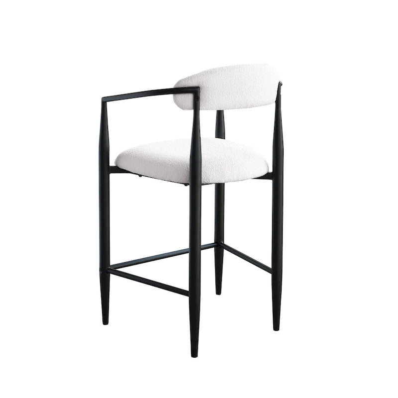 Bar Stools Set of 2, Counter Height Chairs with Upholstered Back, Kitchen Island Chairs with Arm and Metal Legs