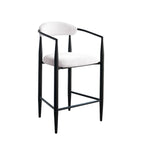 Bar Stools Set of 2, Counter Height Chairs with Upholstered Back, Kitchen Island Chairs with Arm and Metal Legs