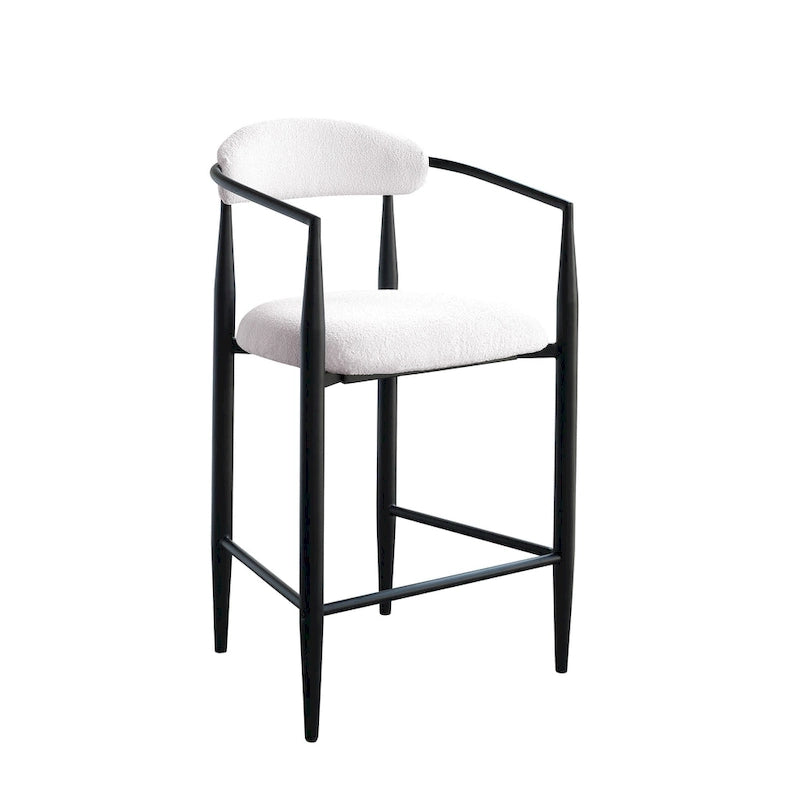 Bar Stools Set of 2, Counter Height Chairs with Upholstered Back, Kitchen Island Chairs with Arm and Metal Legs