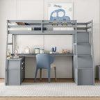 Full Size Loft Bed with Drawers and Desk