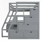 Full Size Loft Bed with Drawers and Desk