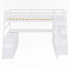 Full Size Loft Bed with Drawers and Desk