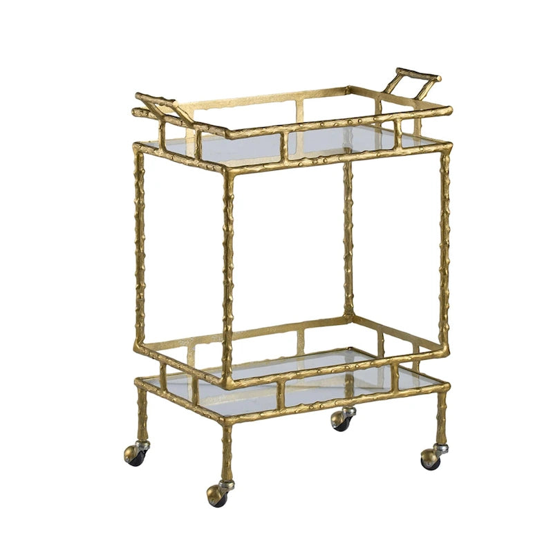 Two-Tiered Twig Bar Cart - 30 - Gold and Silver