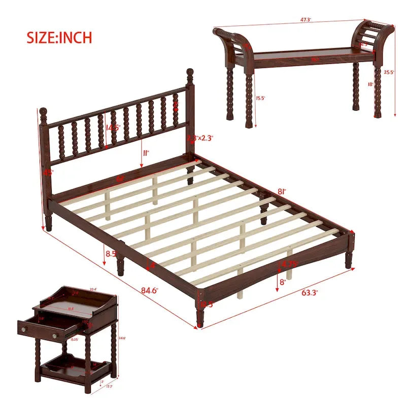 4-Pieces Retro Style Bedroom Sets by Harper&Bright Designs