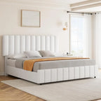 Bed Frame with 4 Storage Drawers and Adjustable Headboard, No Box Spring Needed