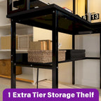 L Shaped Computer Desk with Hutch and Storage Shelves, Corner Gaming Table with LED Lights