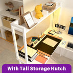 L Shaped Computer Desk with Hutch and Storage Shelves, Corner Gaming Table with LED Lights