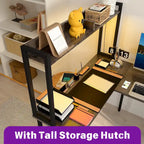 L Shaped Computer Desk with Hutch and Storage Shelves, Corner Gaming Table with LED Lights