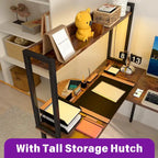 L Shaped Computer Desk with Hutch and Storage Shelves, Corner Gaming Table with LED Lights