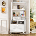 File Cabinet with Charging Station, Vertical Filing Cabinet with Lock & Large Drawer