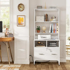 File Cabinet with Charging Station, Vertical Filing Cabinet with Lock & Large Drawer