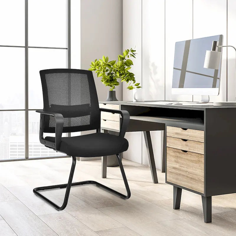 Gymax Set of 8 Conference Chairs Mesh Reception Office Guest Chairs w/