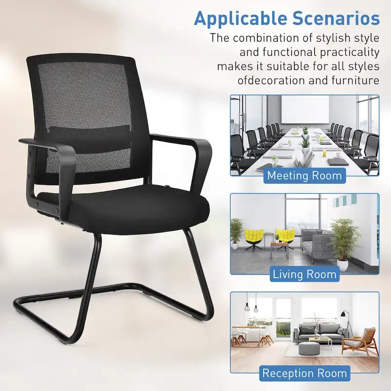 Gymax Set of 8 Conference Chairs Mesh Reception Office Guest Chairs w/