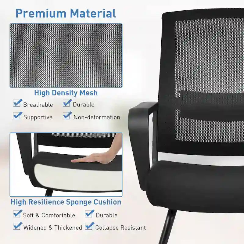 Gymax Set of 8 Conference Chairs Mesh Reception Office Guest Chairs w/