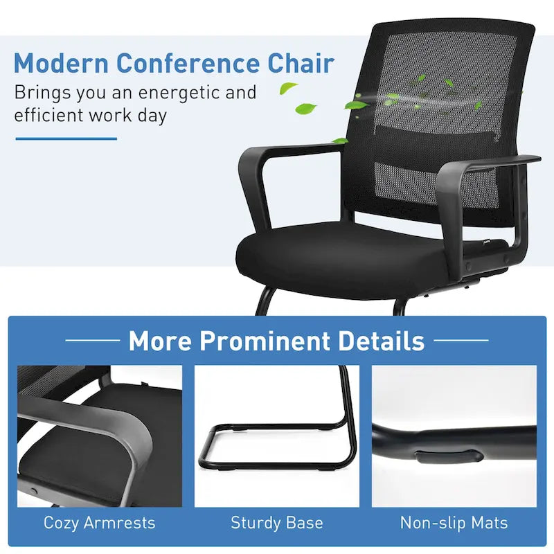 Gymax Set of 8 Conference Chairs Mesh Reception Office Guest Chairs w/