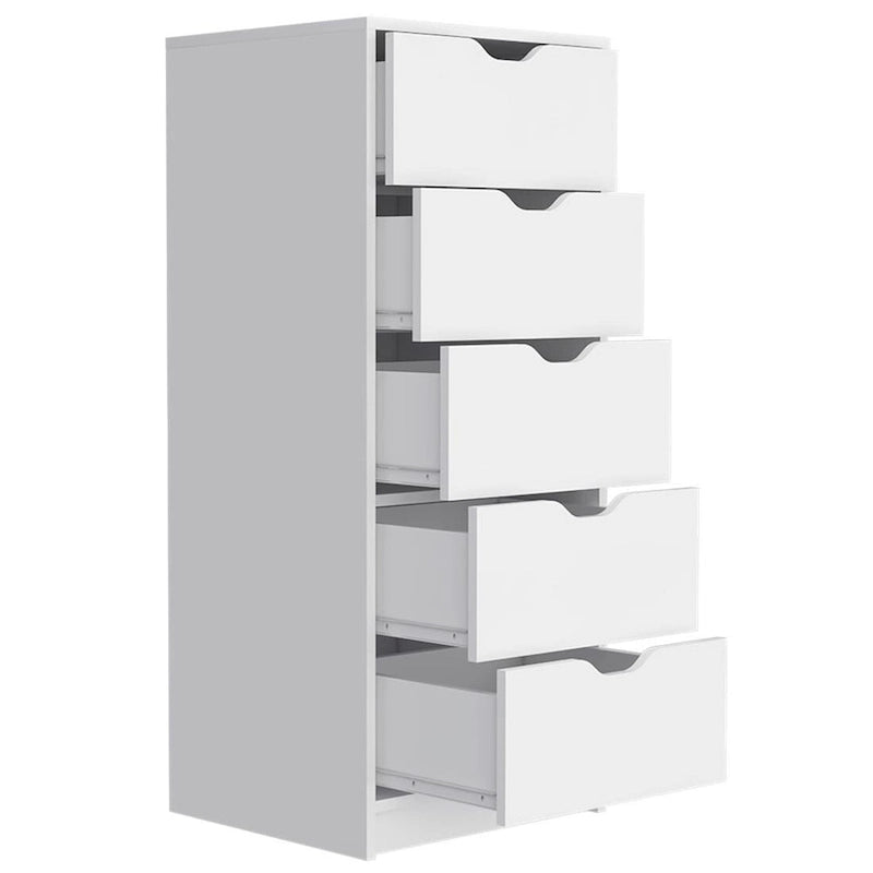 Modern 5 Drawer Chest Vertical Dresser for Bedroom Storage 18 Inch