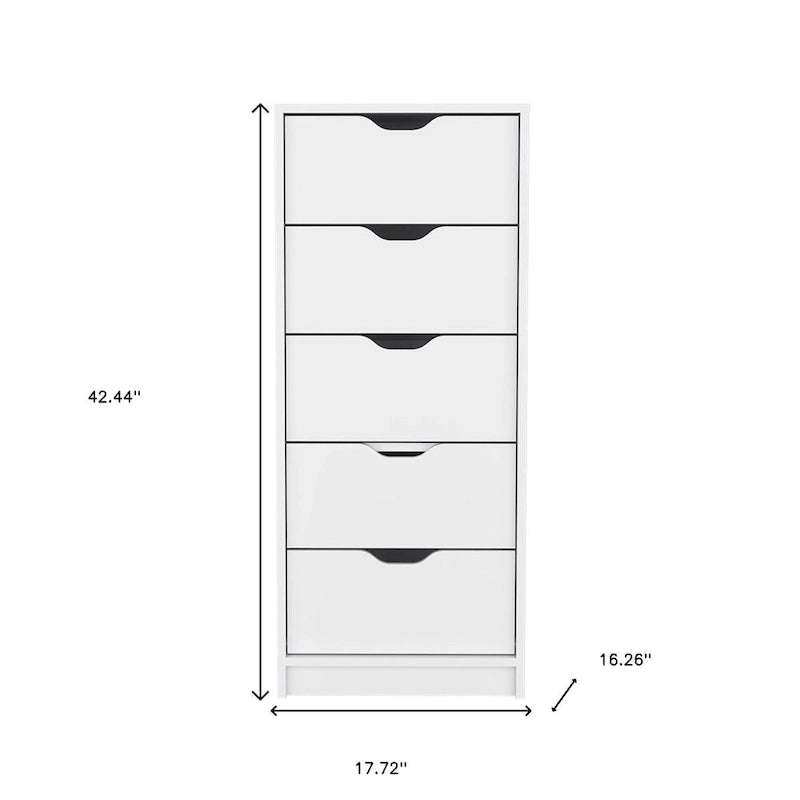 Modern 5 Drawer Chest Vertical Dresser for Bedroom Storage 18 Inch