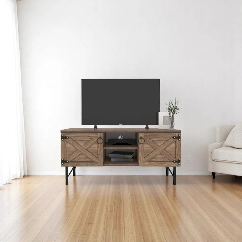 Lila Modern TV Stand with 2 Doors Storage Cabinets, Living Room Entertainment Center