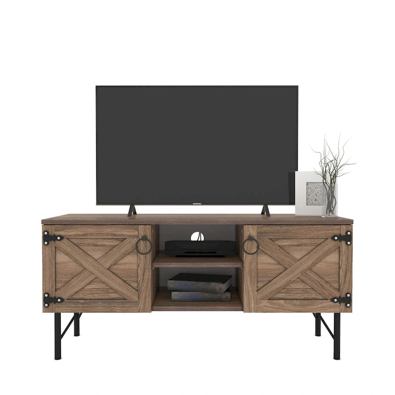 Lila Modern TV Stand with 2 Doors Storage Cabinets, Living Room Entertainment Center