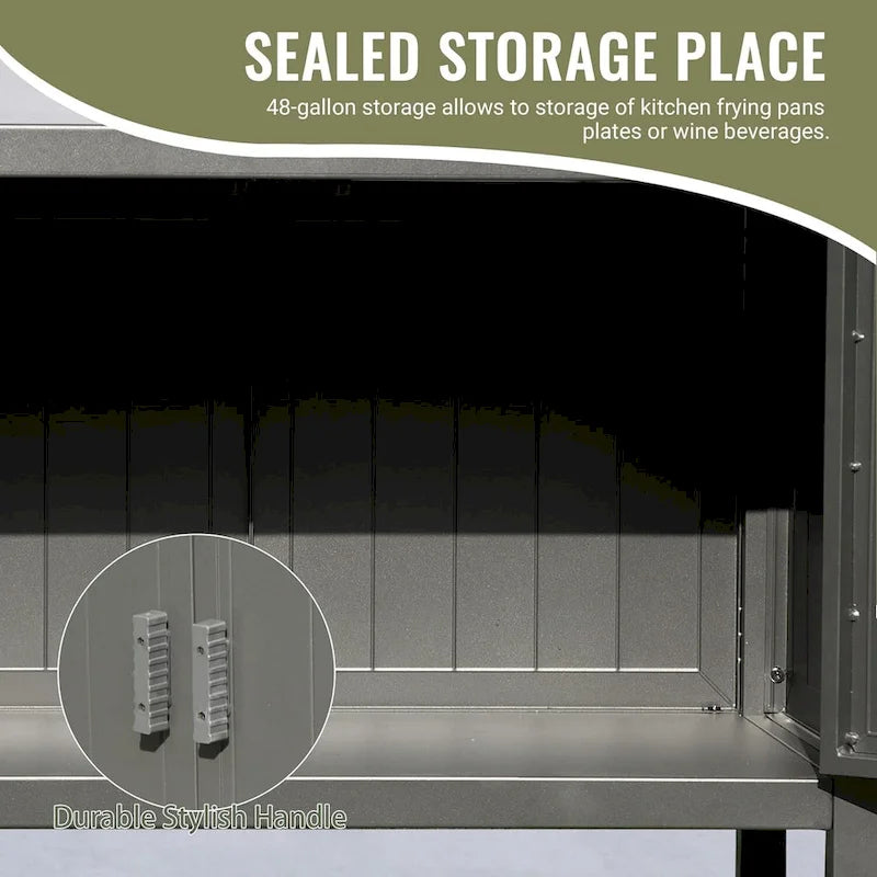 Outdoor Kitchen Island With Storage(no include stool)