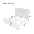 Corduroy Upholstered Bed Wingback Frame with Vertical Stripe Headboard, Footboard, Low-Profile Platform Bed, Sleigh Panel Bed