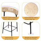 Hand Woven Bar Stools with Back Set of 2 Paper Rope Round Barstools with Footrest for Kitchen Island & Dining Rooms