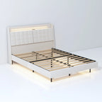 King Size Floating Upholstered Platform Bed with Hidden Storage